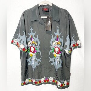 Dragonfly Clothing Vintage‎ Skulls Short Sleeve Tattoo Flash Skulls 90s Bowling